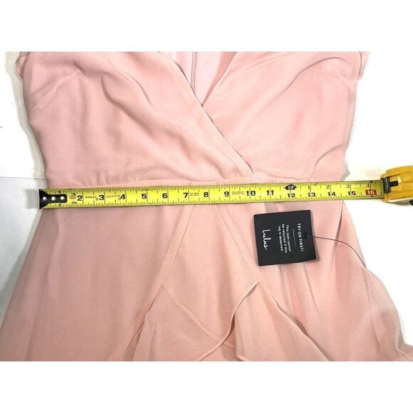 Lulu's Pink Dress Blush Ruffled Chiffon Romantic Medium Sweet Like You NEW - Picture 13 of 16